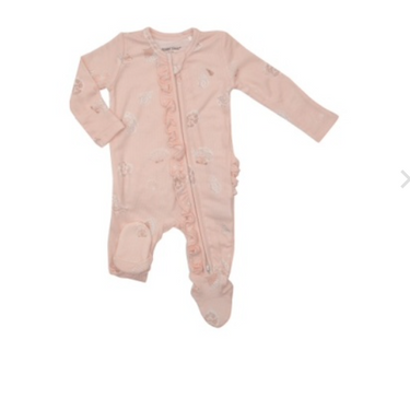 Angel Dear - 2-Way Ruffle Back Zipper Footie - Pretty Seashells