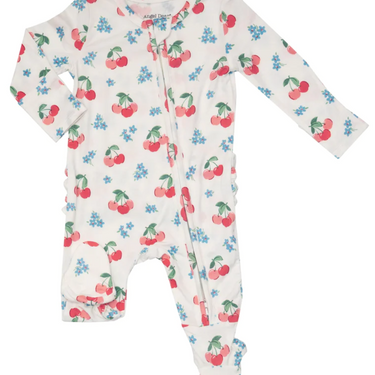Angel Dear 2 Way Ruffle Zipper Romper - Cherries