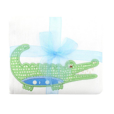 3 Marthas - Applique Burp Pad - Blue Alligator