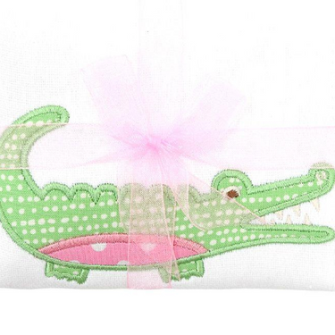 3 Marthas - Applique Burp Pad - Pink Alligator