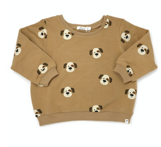 Oh Baby - Puppy Faces Print Brooklyn Boxy - Caramel