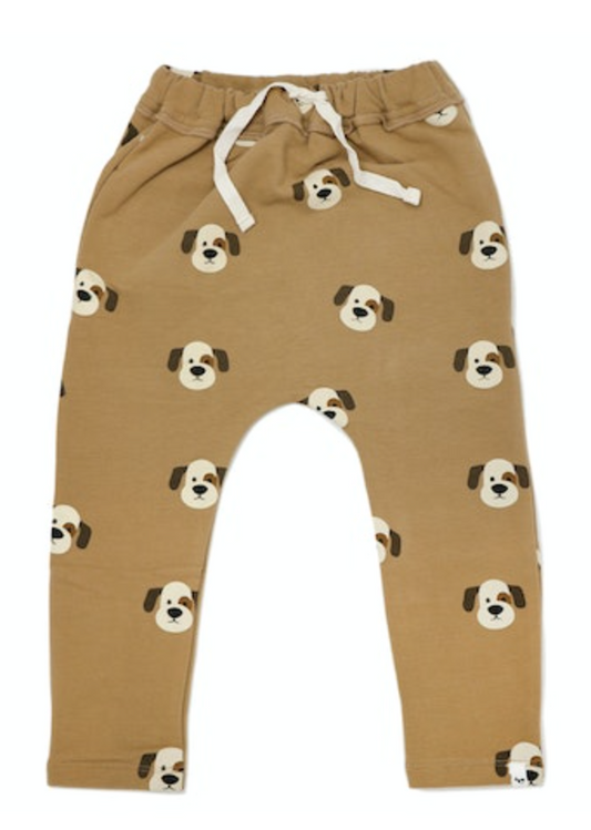 Oh Baby - Puppy Faces Print Brooklyn Jogger - Caramel