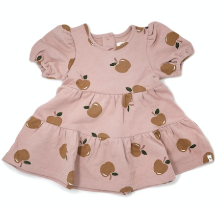 Oh Baby - Rust Apples Print Honor Dress - Blush