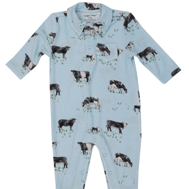 Angel Dear - Polo Romper - Black Cow