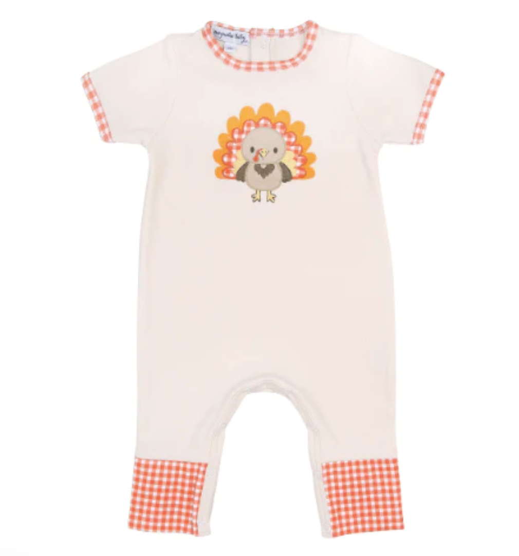 Magnolia Baby - Thankful Applique  Short Sleeve Play Suit