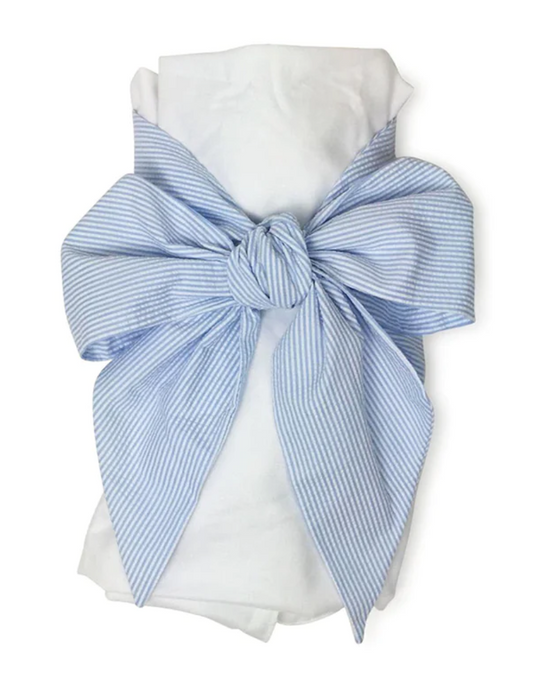 The Beaufort Bonnet Co - Breakers Blu - Bow Swaddle - Seersucker