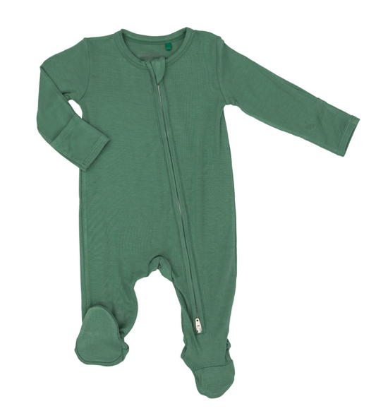 Angel Dear - 2 Way Zipper Footie - Deep Grass Green Bamboo