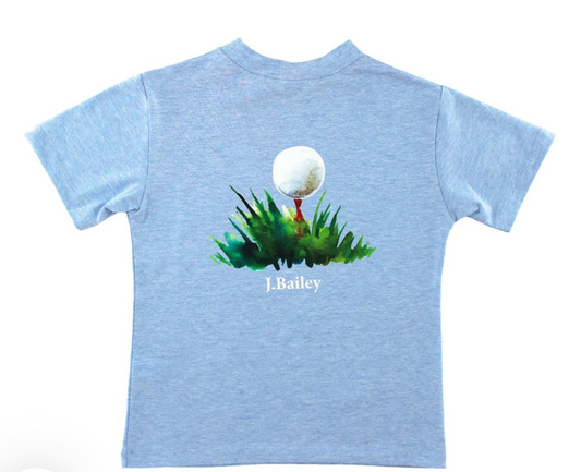 Bailey Boys Logo Short Sleeve Tee - Golf on Heathered Blue