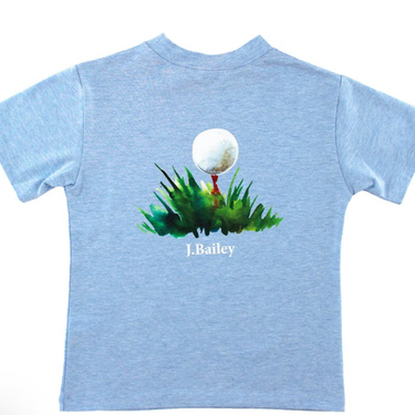Bailey Boys Logo Short Sleeve Tee - Golf on Heathered Blue