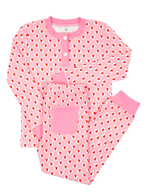 Smockingbird Valentine Hearts Knit Pajamas Set