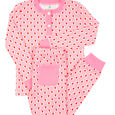 Smockingbird Valentine Hearts Knit Pajamas Set