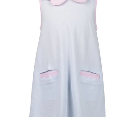Proper Peony - Light Blue Stripes Scallop Dress