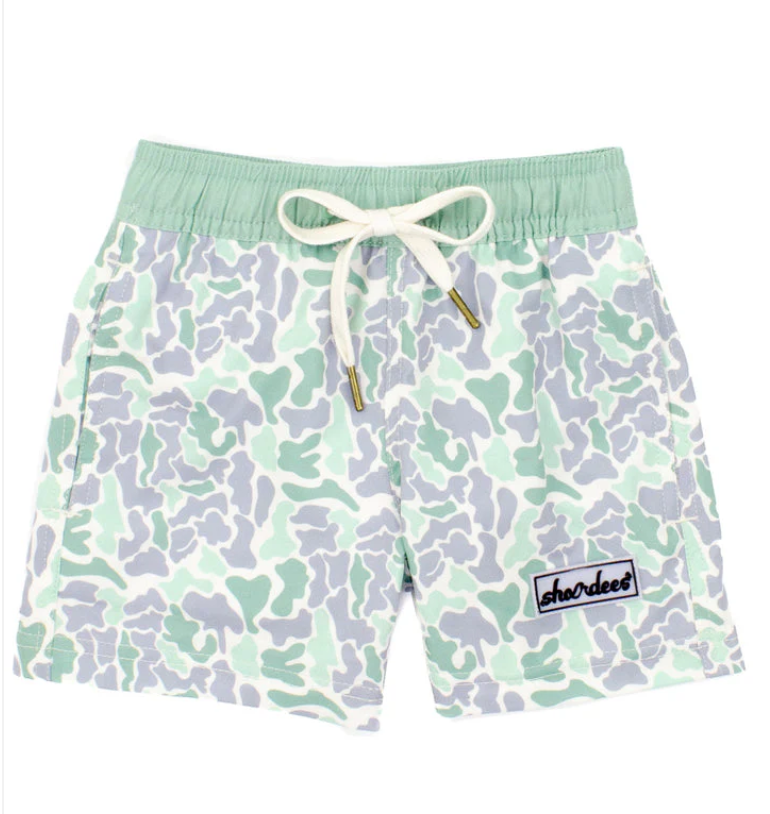 Properly Tied Boys Shordees Swim Trunk Sage Camo