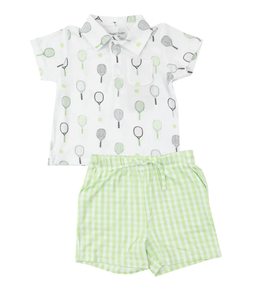 Angel Dear - Polo Shirt & Short Set - Mini Green Gingham