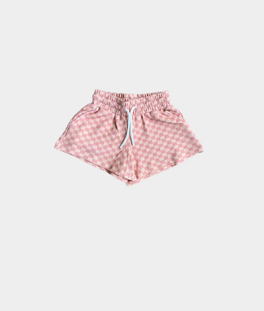 Baby Sprouts - Terry Sweat Shorts - Pink Lemonade Checkered