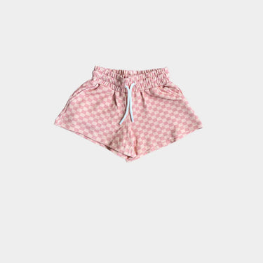 Baby Sprouts - Terry Sweat Shorts - Pink Lemonade Checkered