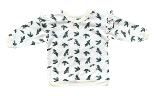 Baby Sprouts - Ruffle Sweatshirt - Pine Leaves