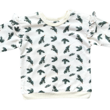 Baby Sprouts - Ruffle Sweatshirt - Pine Leaves