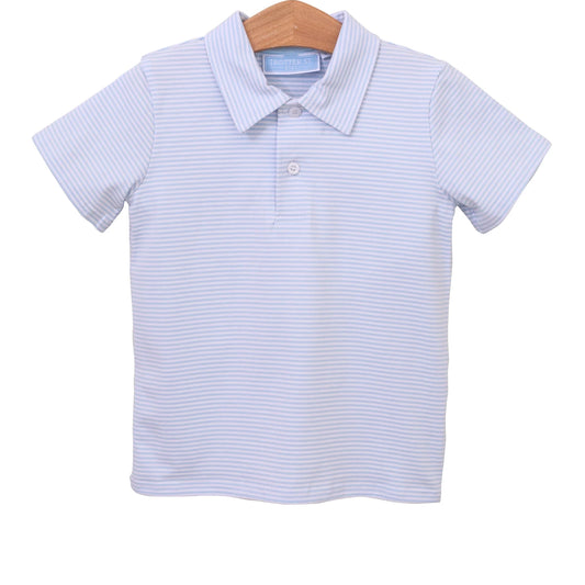 Trotter Street - Henry Game Day Polo - Light Blue Stripe