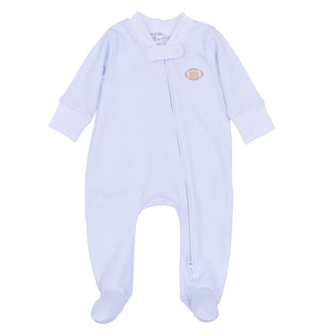 Magnolia Baby - Touchdown Cutie Emb. Zipper Footie - Light Blue