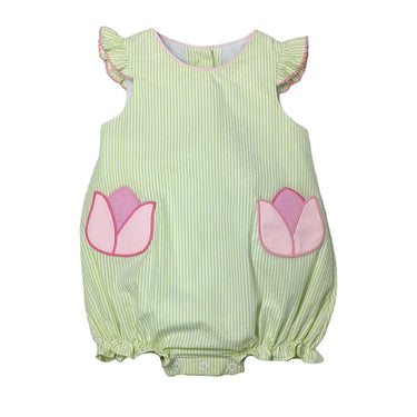 Zuccini Kids - Tulips Sloane Bubble Lime Green Stripe Seersucker