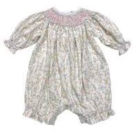 Baby Loren - Vivian Floral Pima Hand Smocking Bishop Bubble