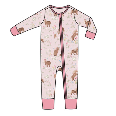 Angel Dear - 2 Way Zipper Romper - Watercolor Ponies