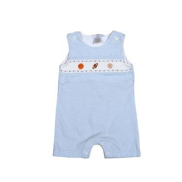 Baby Loren - Baseball Blue Hand Smocked Pima Jon Jon