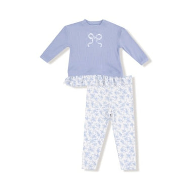 Angel Dear - Waffle Pull over with Ruffle and Rib Bow Applique with Rib Leggings - Romi Floral