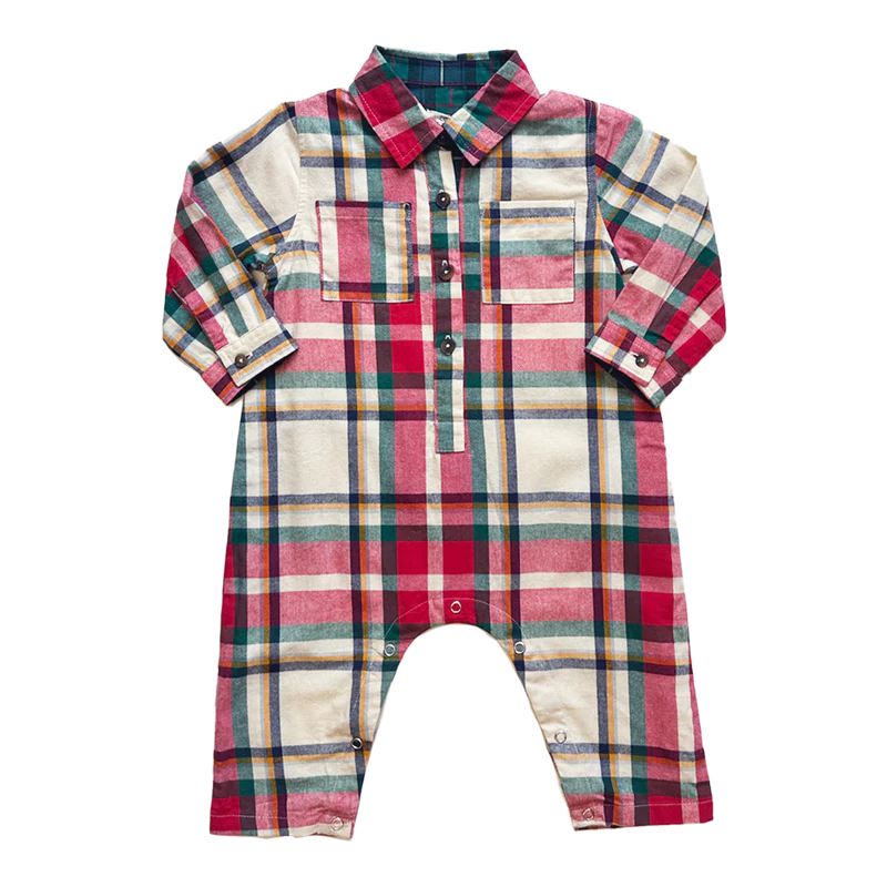 Pink Chicken - Baby Boy's Easton Jumper - Holiday Tartan