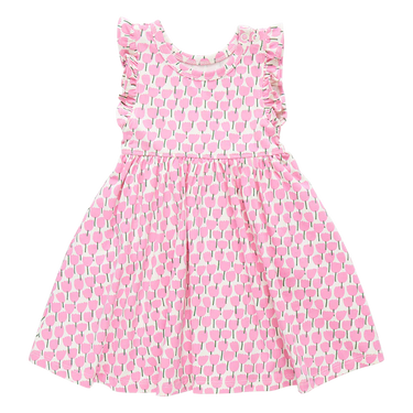 Pink Chicken -Girls Organic. Kelsey Dress - Pink Tulips