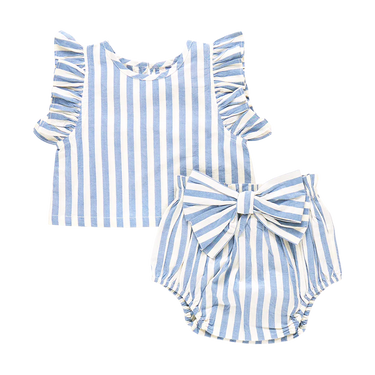 Pink Chicken - Baby Girls Abigail 2 Piece Set - Blue Stripes