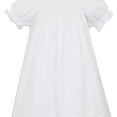 Petit Bebe - Kylie - White Knit - Bishop with White Smocking Short Sleeve