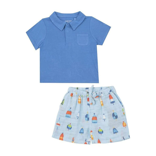 Angel Dear - Muslin Short and Polo Shirt Set - Buoys