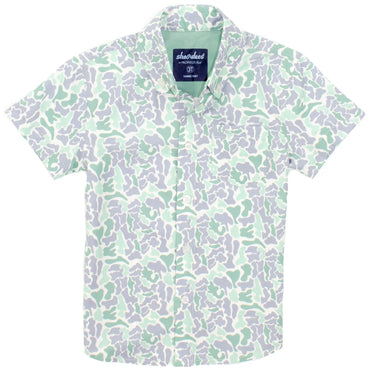 Properly Tied - Boys Shordees Summer Shirt - Sage Camo