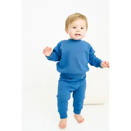 Little One Shop - Sea Blue Waffle Crewneck Set