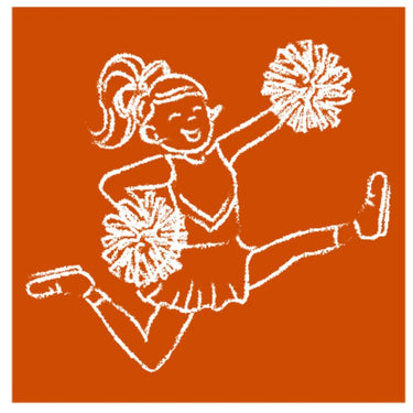 Mustard & Ketchup Kids - Short Sleeve Burnt Orange/White Cheerleader T-Shirt