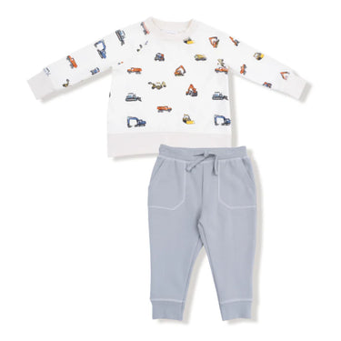Angel Dear - French Terry Raglan Sweatshirt and Jogger Set - Construction Vehicles