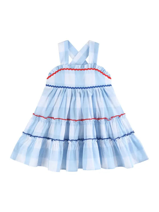 Lil Cactus - Blue Gingham Layered Sundress