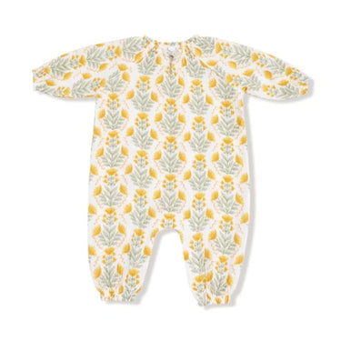 Angel Dear  - Peasant Romper w/Elastic Neck & Button - Winter Dandelions