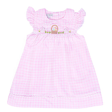 Sweet Dreams - Happy Easter Emb Pink Gingham Dress