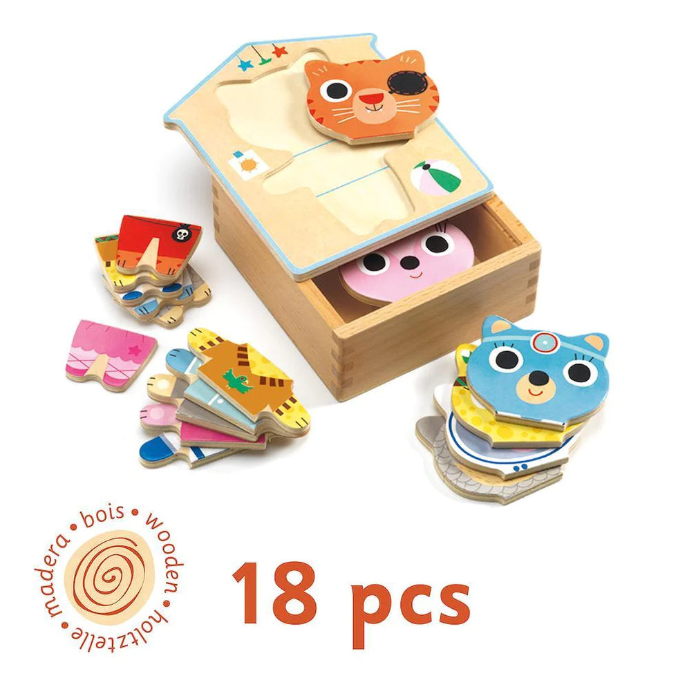 DJECO - Wooden Puzzles Dress Mix