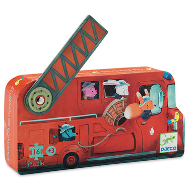 Djeco - Silhouette - The Fire Truck - Mini Puzzle