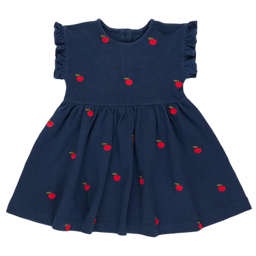 Pink Chicken - Girls Adaline Ruffle Dress - Apples Embroidery