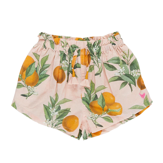 Pink Chicken -  Girls Theodore Short - Pink Botanical Oranges