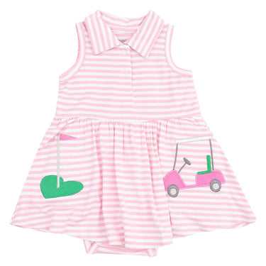 Angel Dear - Golf Pink Mini Appliqué Polo Collar Bodysuit