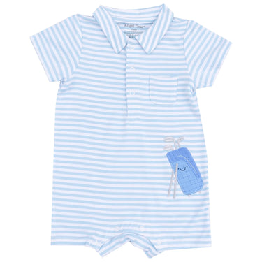 Angel Dear - Golf Blue Stripe Applique Polo Shortie W/ Applique