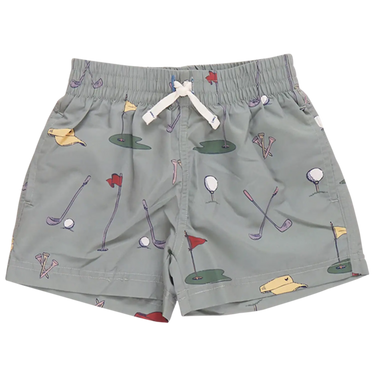 Blue Rooster - Boys Swim Trunk - Green Golf Tournament