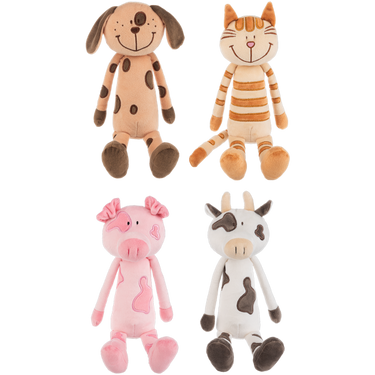 GANZ - 13" Farm Longfellows - Cat, Dog, Pig, and Cow