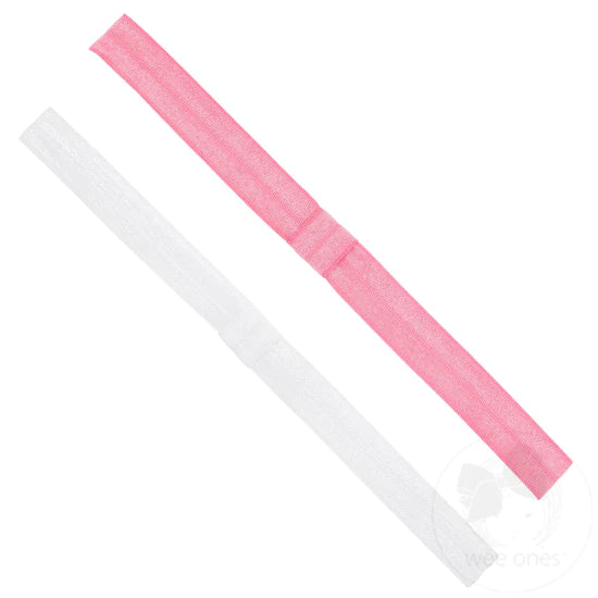 Wee Ones - Add A Bow Elastic Baby Bands - Hot Pink and White